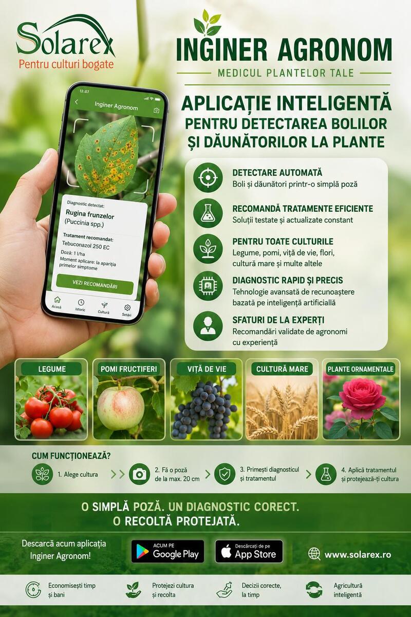 APLICATIE ACTUALIZATA - CU O SIMPLA POZA AFLAM IMEDIAT CE BOLI SAU DAUNATORI AU PLANTELE SI TRATAMENTUL EFICIENT !